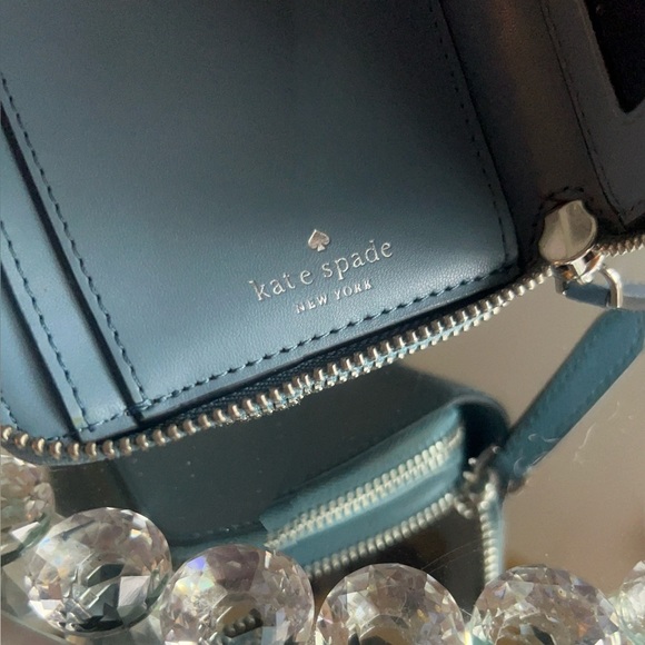 Kate Spade blue Leather Anita Patterson Drive doble zipper Wallet wrislet - Picture 8 of 17